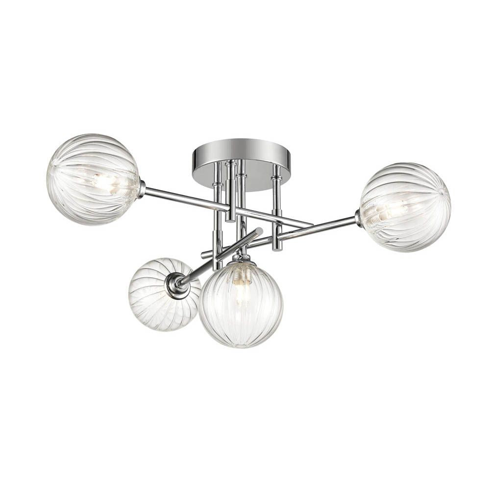 Franklite FL2464-4 Abstraction 4 Light Bathroom Flush Ceiling Chrome