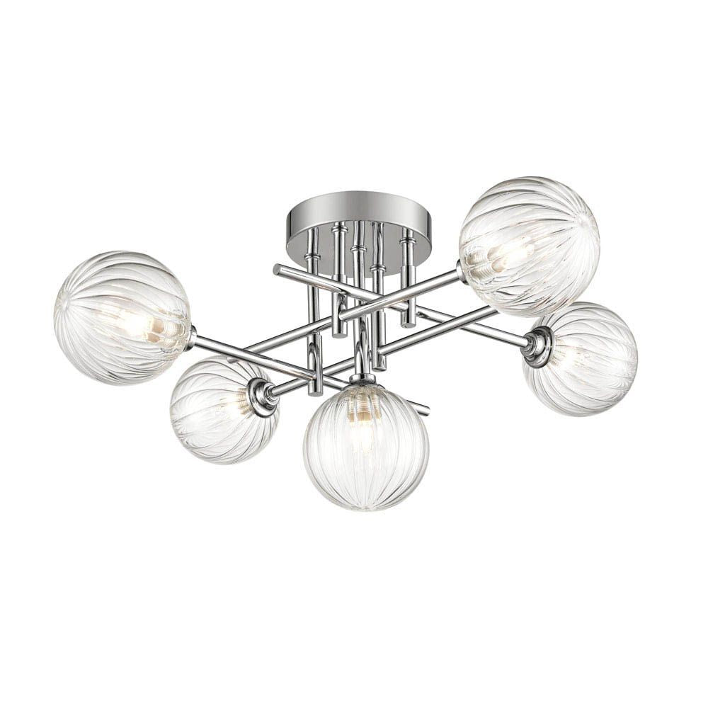 Franklite FL2464-5 Abstraction 5 Light Bathroom Flush Ceiling Chrome