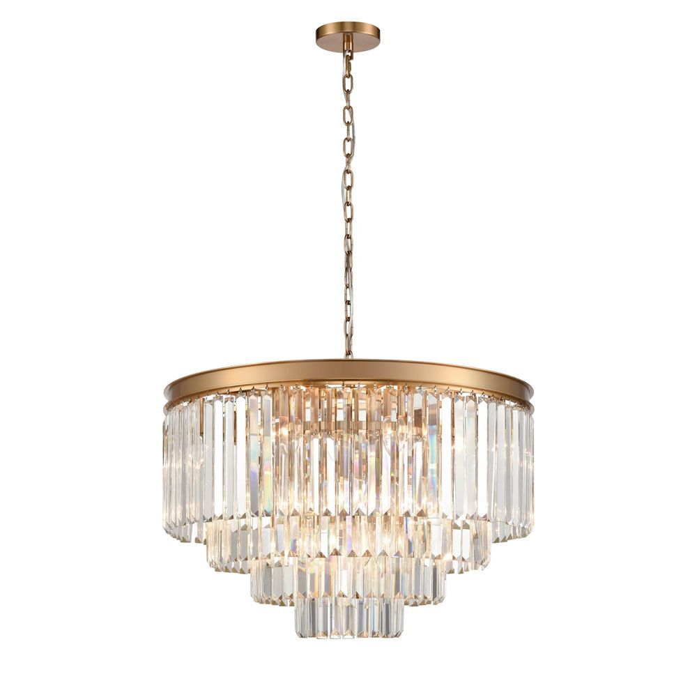 Franklite FL2465-20 Perdita 20 Light Crystal Pendant Brushed Brass