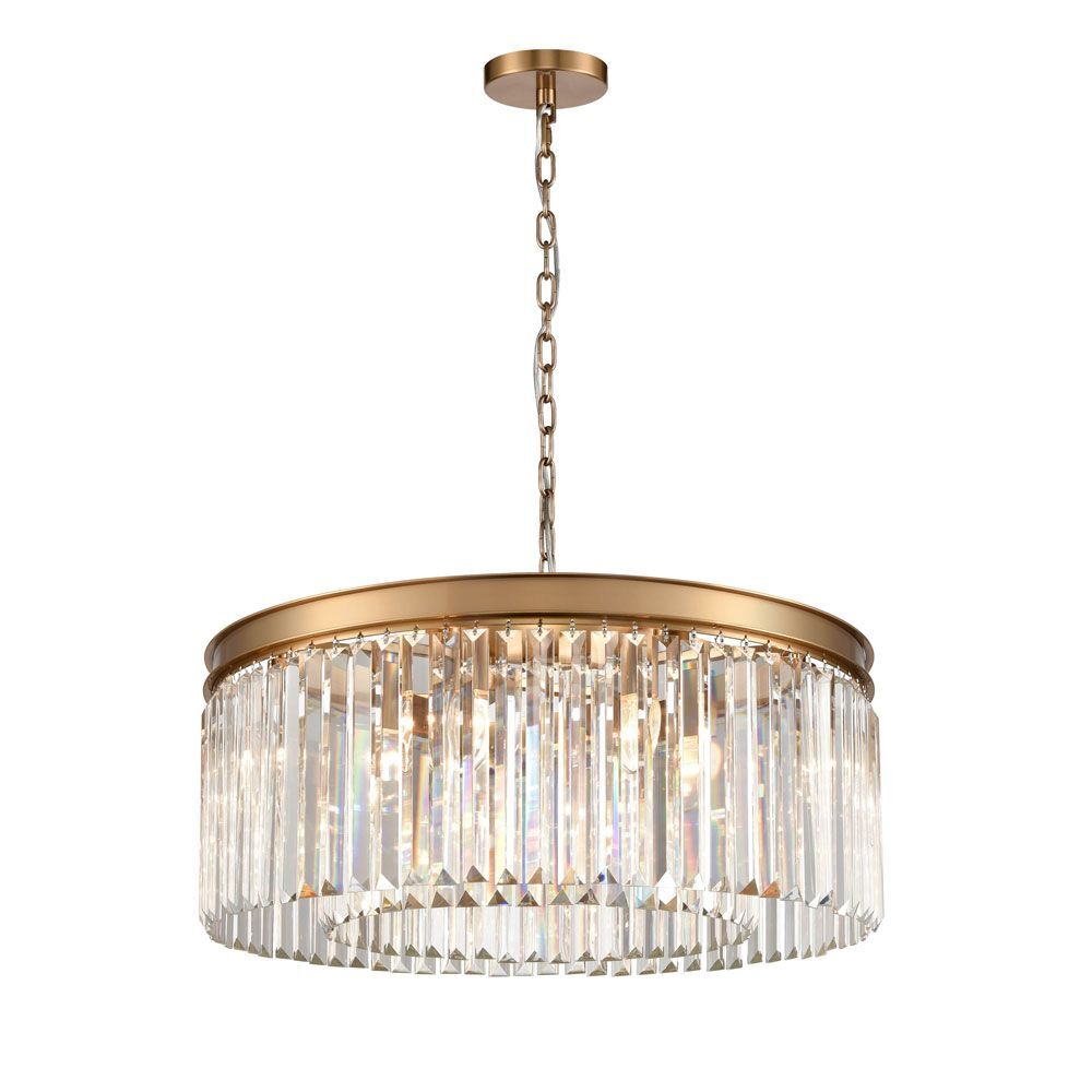Franklite FL2465-8 Perdita 8 Light Crystal Pendant Brushed Brass