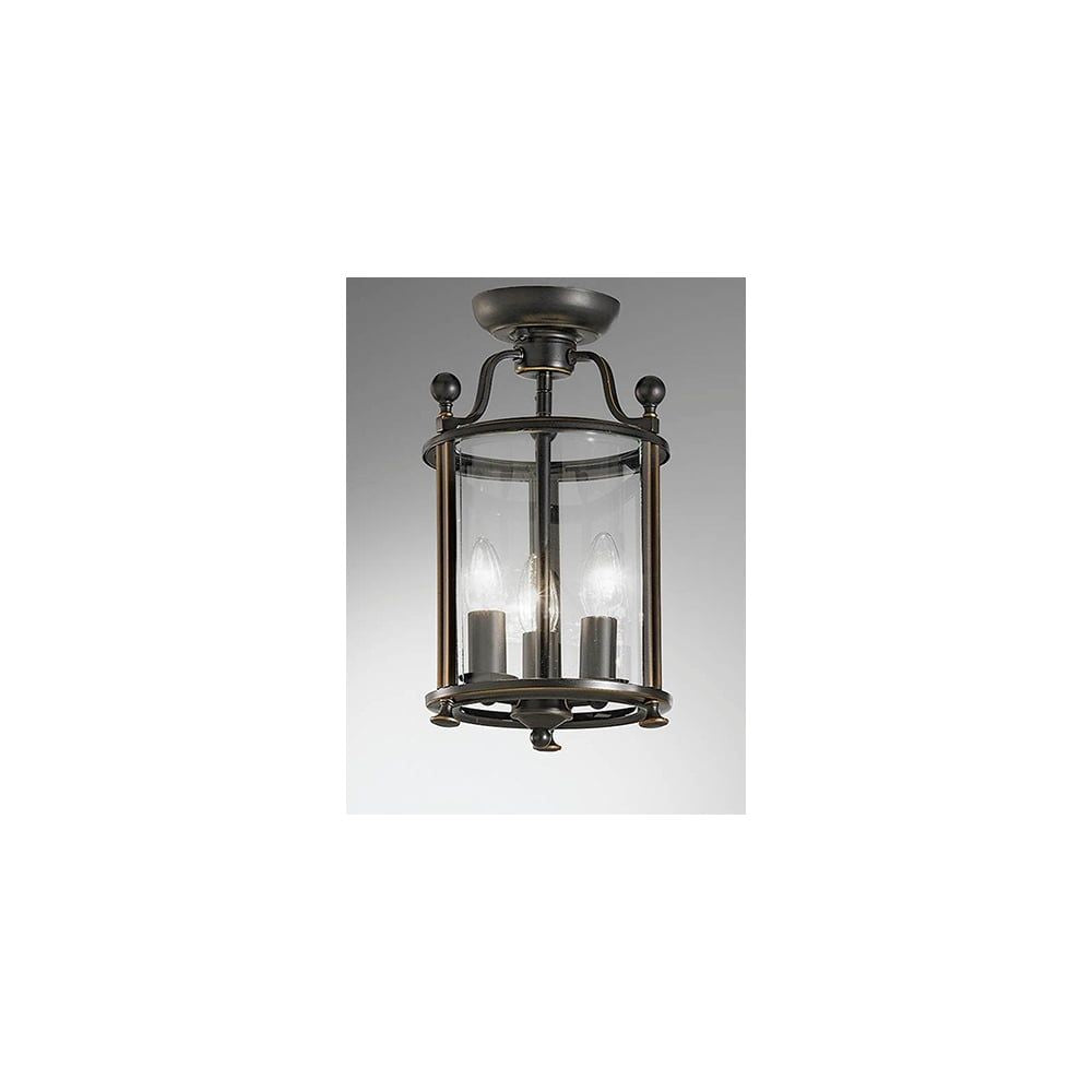 Franklite LA7001/3 Pasillo 3 Light Ceiling Flush Antique Bronze
