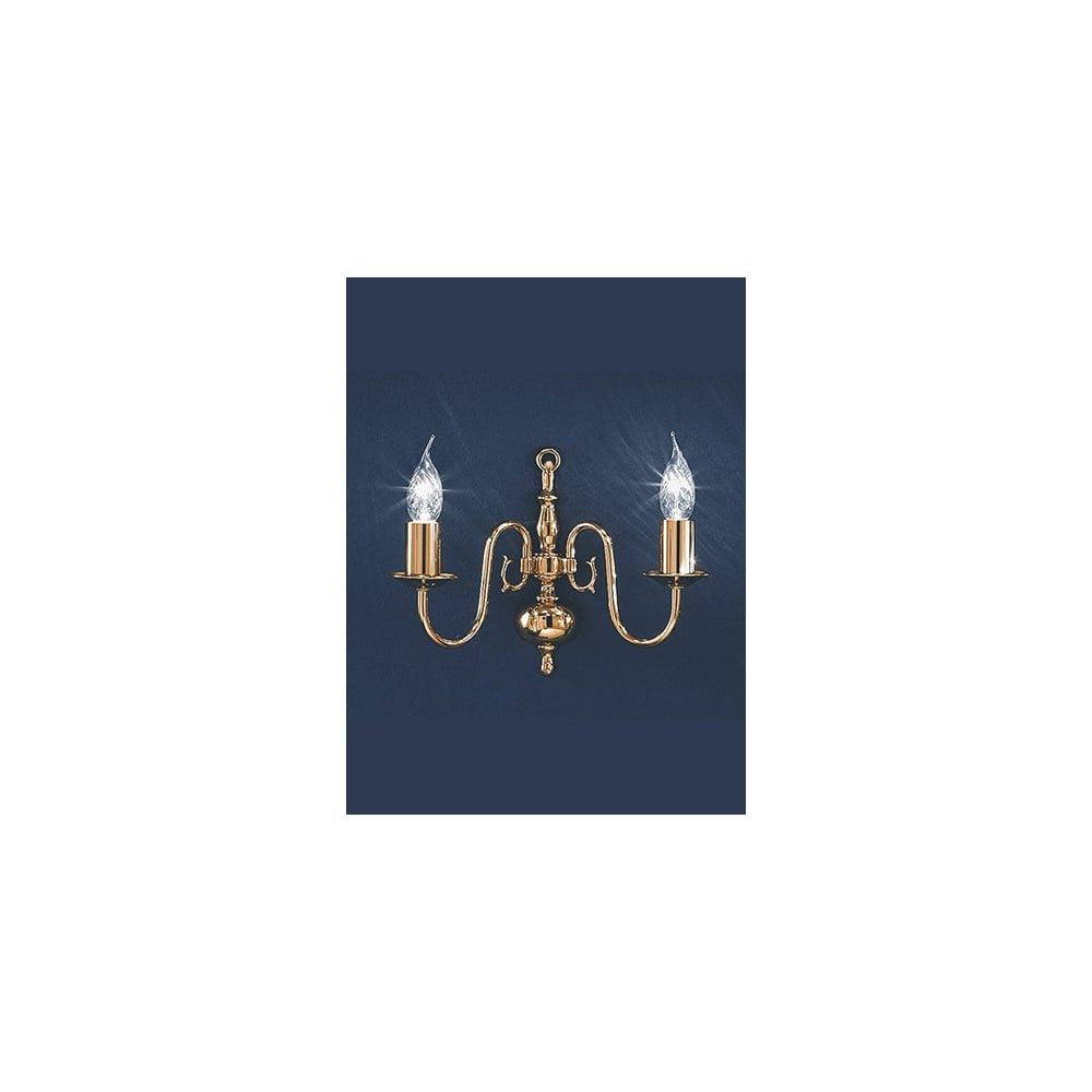 Franklite PE7912 Delft 2 Light Wall Bracket Polished Brass