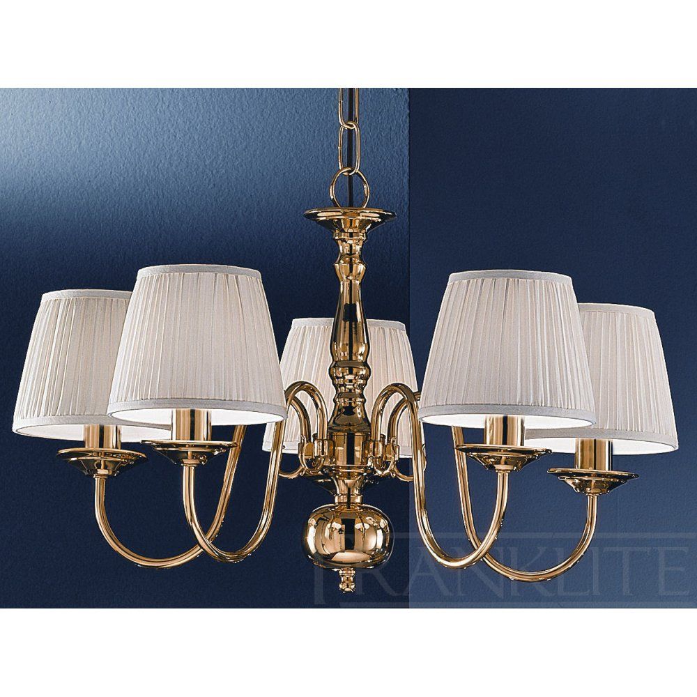 Franklite PE7915 Delft 5 Light Pendant Polished Brass