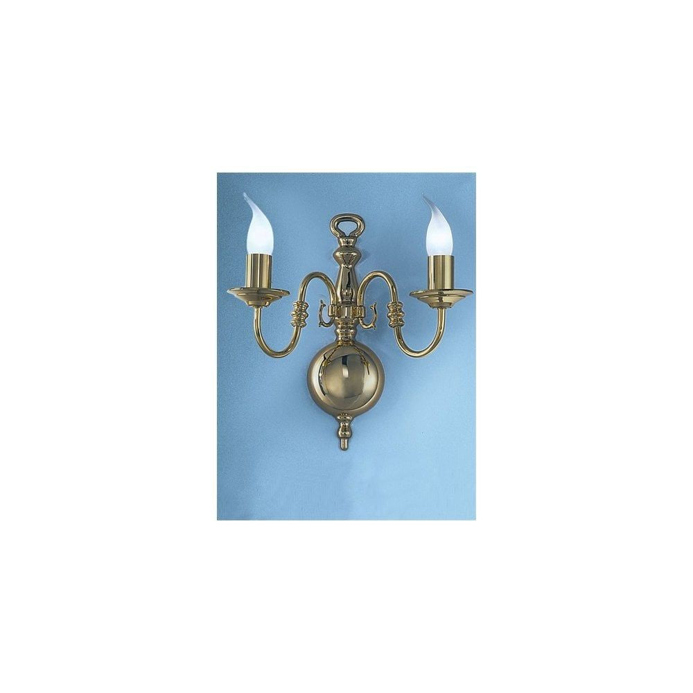 Franklite PE7922 Delft 2 Light Wall Bracket Polished Brass