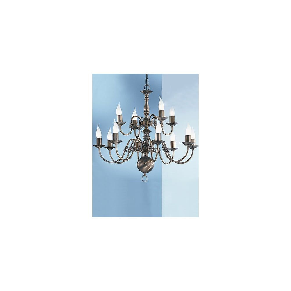 Franklite PE79312 Halle 12 Light Pendant Bronze