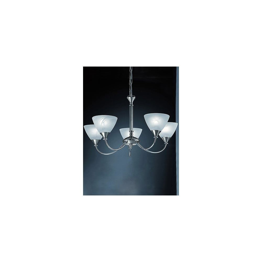 Franklite PE9675/786 Meridian 5 Light Pendant Brushed Nickel
