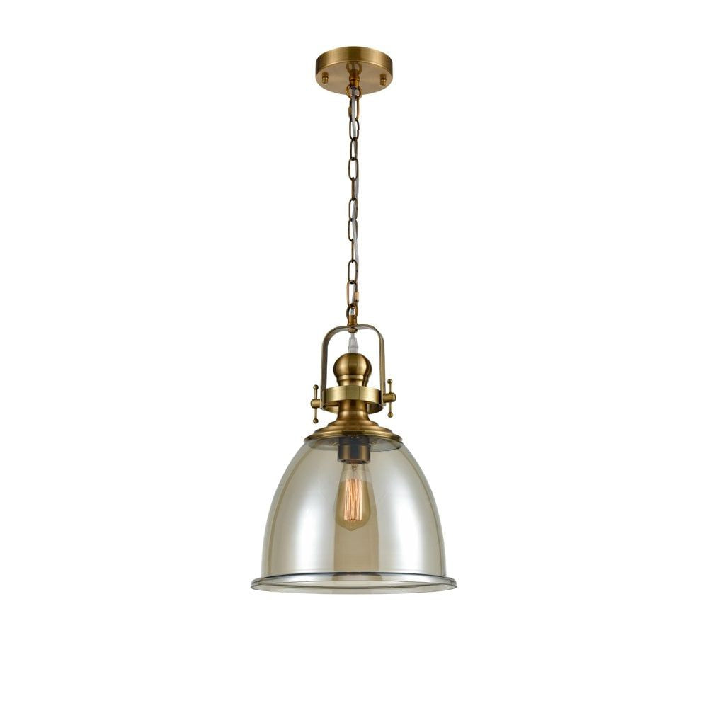 Franklite PCH191 Vista 1 Light Pendant Antique Brass
