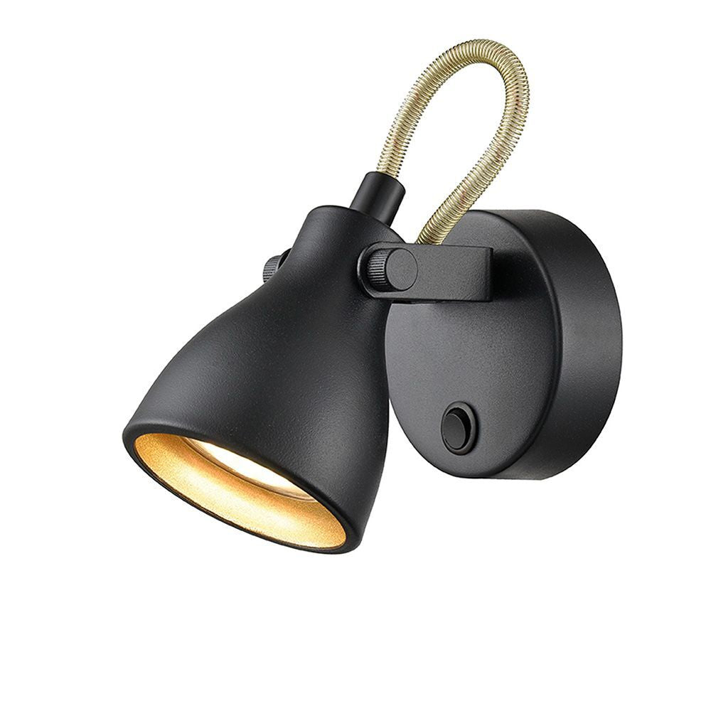 Franklite SPOT9051 Taza 1 Light Spotlight Wall Bracket Black Gold