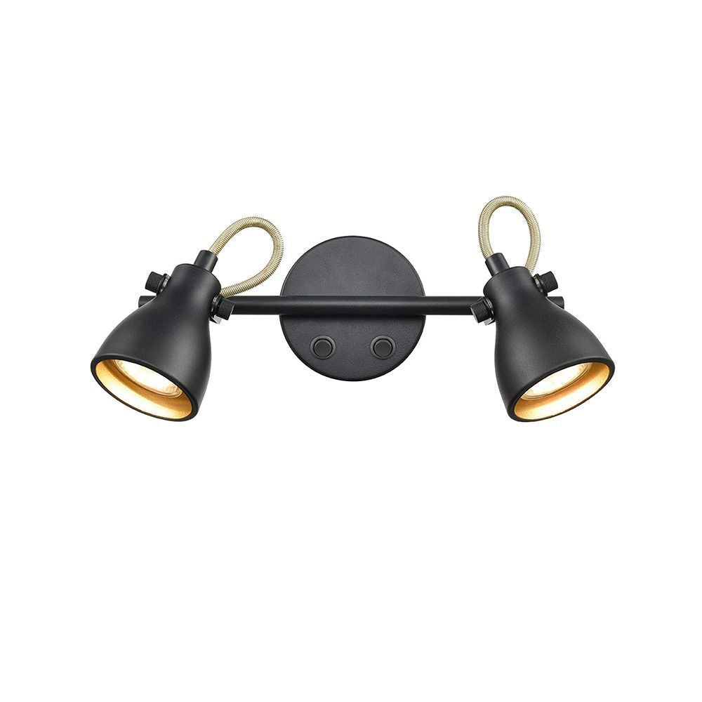 Franklite SPOT9052 Taza 2 Light Spotlight Wall Bracket Black Gold