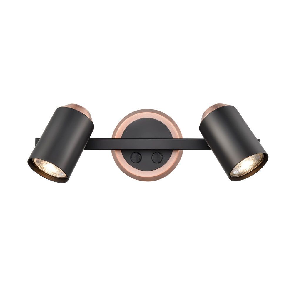 Franklite SPOT9062 Hollywood 2 Light Spotlight Wall Bracket Black Copper