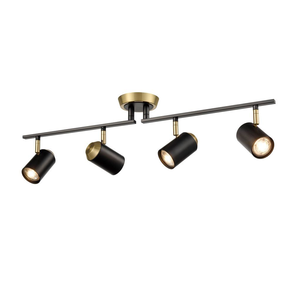 Franklite SPOT9104 Hollywood 4 Light Spotlight Flush Ceiling Black Brass