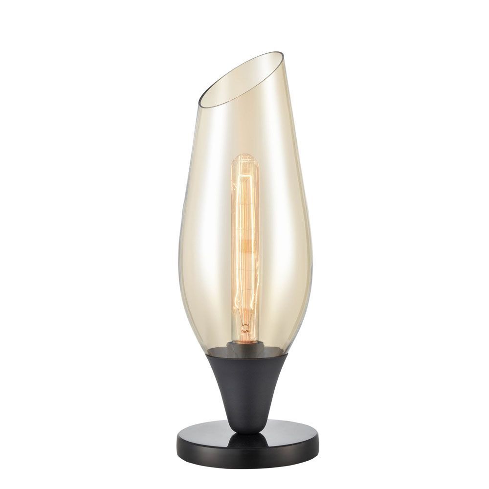 Franklite TL202 Taper Amber 1 Light Table Lamp Black