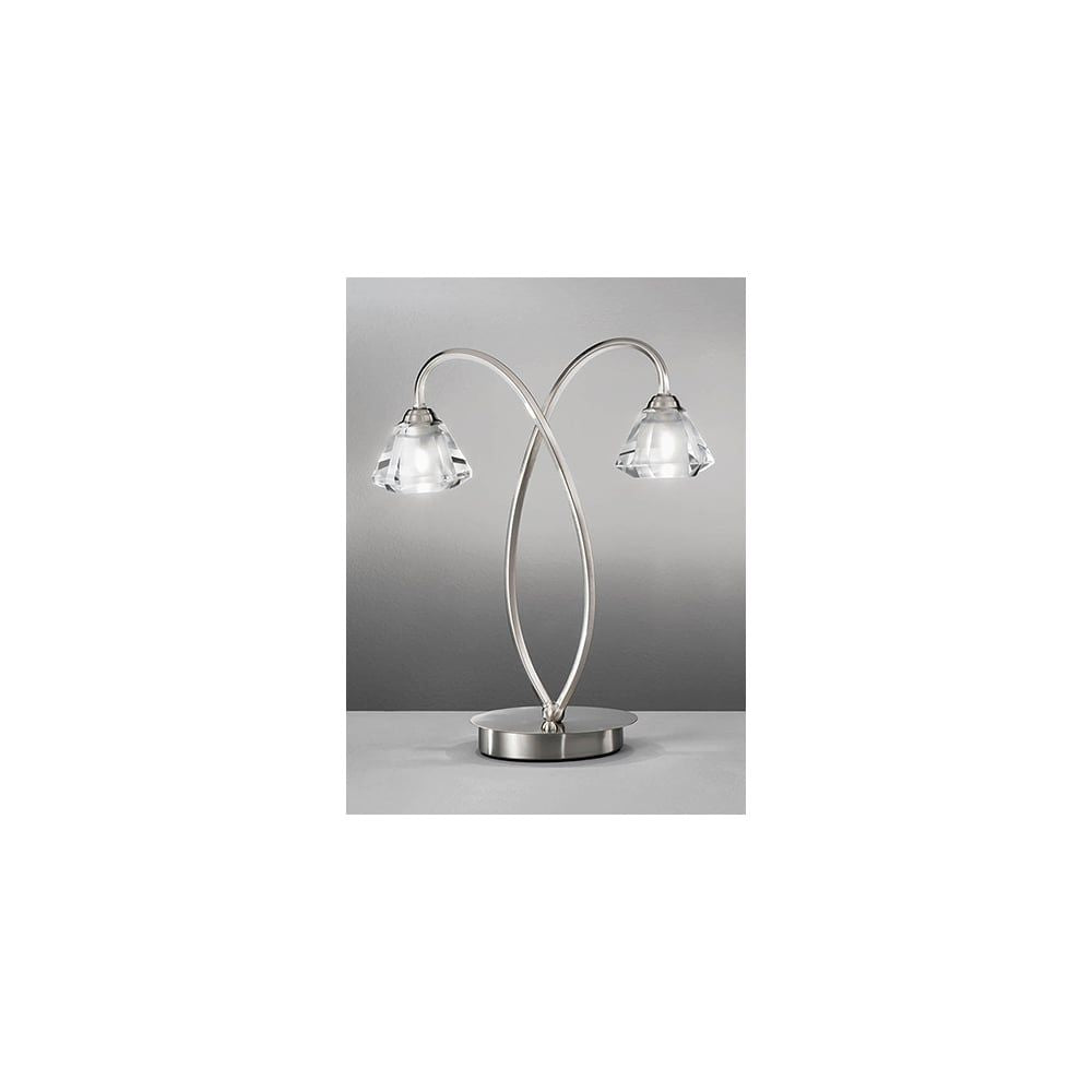 Franklite TL972 Twista 2 Light Table Lamp Satin Nickel