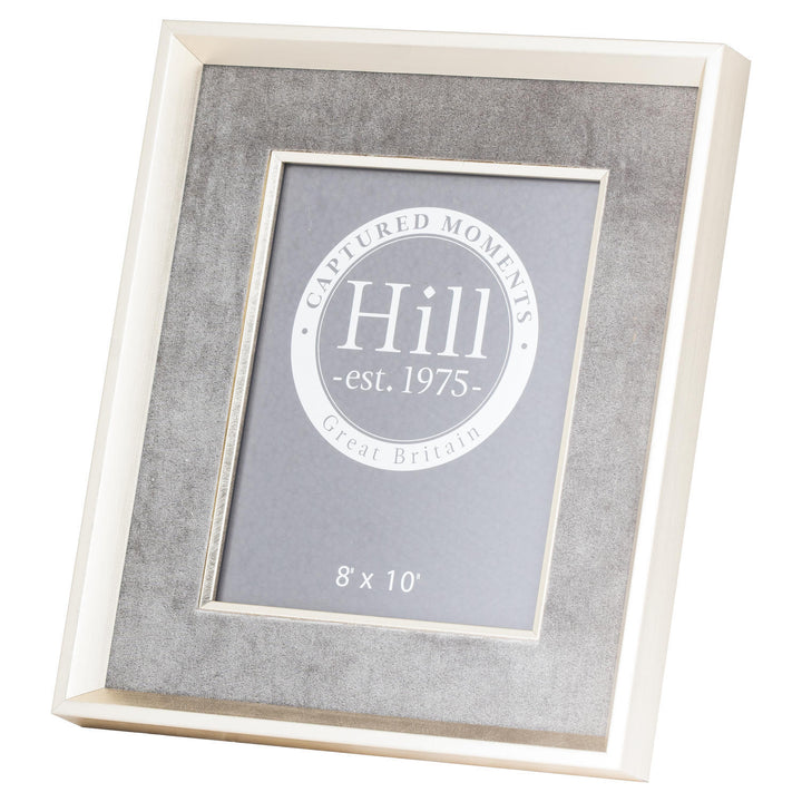 Hill Interiors 21580 Antiqued Pewter Deep Framed Grey Velvet 8X10 Photo Frame