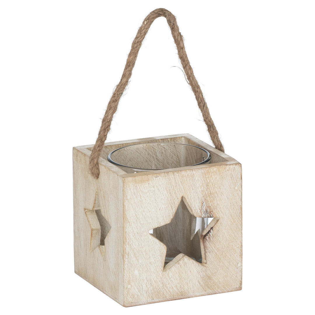 Hill Interiors 21843 Washed Wood Star Tealight Candle Holder
