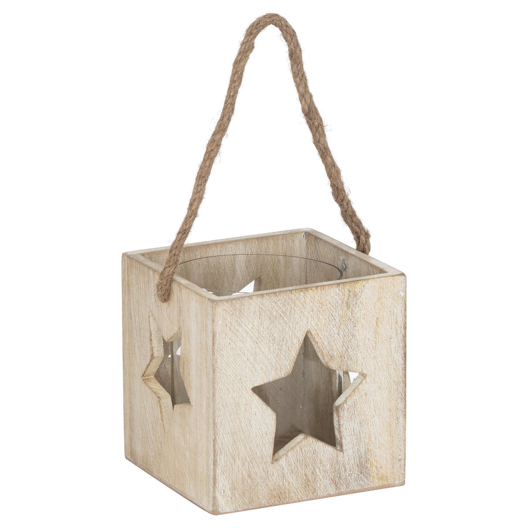 Hill Interiors 21844 Washed Wood Large Star Tealight Candle Holder