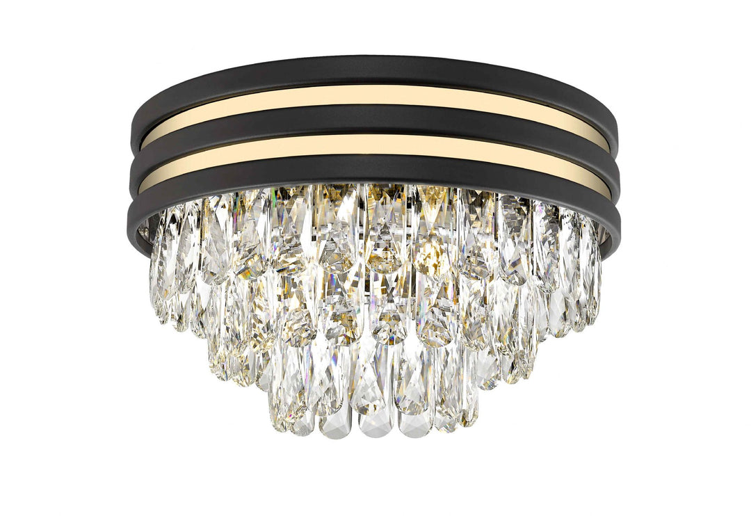 Impex CF2104/04/PL/G/MBLK Cuba 4 Light Flush Ceiling Light Gold Black Crystal