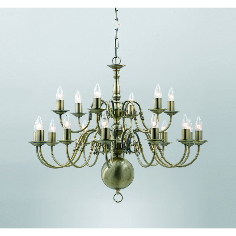 Impex BF00350/12+6/AB Flemish Chandelier Antique Brass