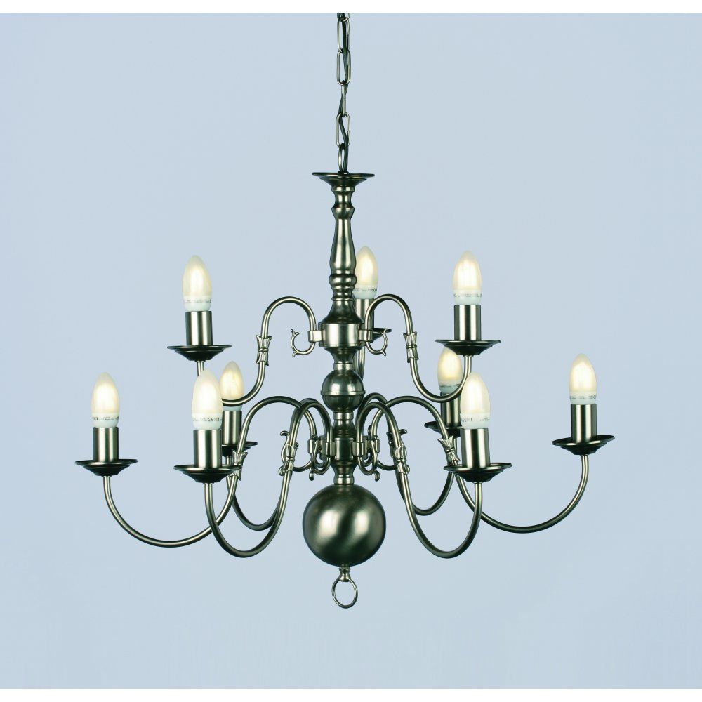 Impex BF00350/6+3/PW Flemish Chandelier Pewter