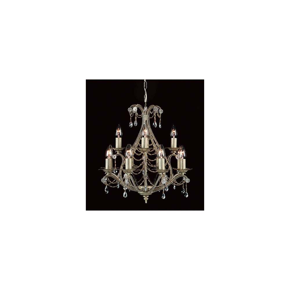 Impex CF04716/12/CG Montpellier 12 Light Chandelier Beaded Cream Gold