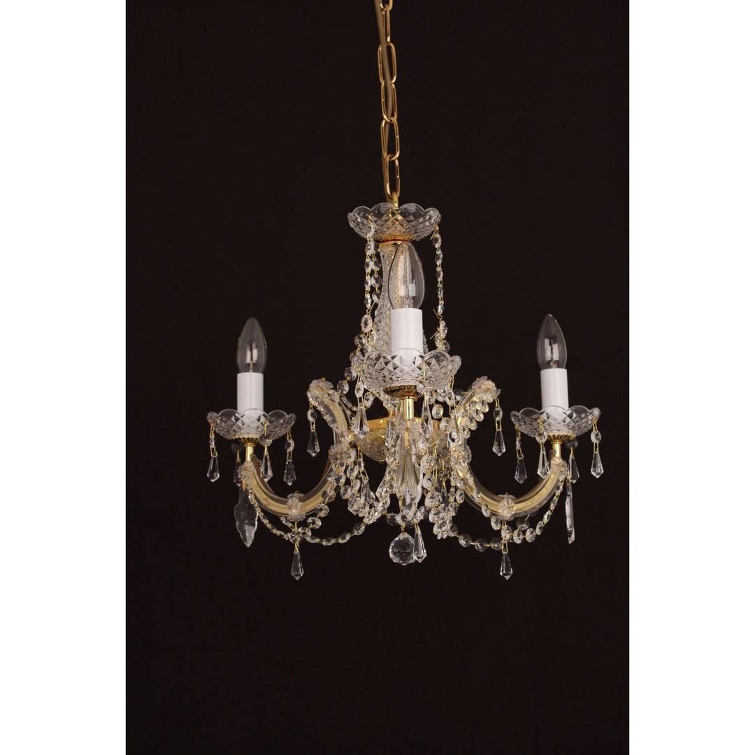Impex CP00150/03/G Marie Theresa 3 Light Chandelier Glass Arm Gold