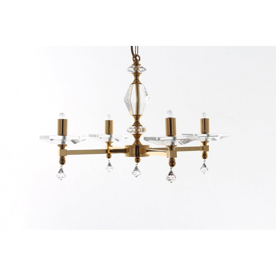 Impex STH04054/04/G Capri 4 Arm Chandelier Optic Glass Pans Gold