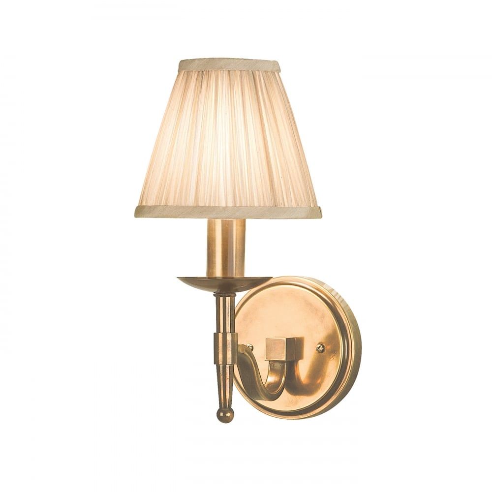 Interiors 1900 63653 Stanford Antique Brass Single Wall Light Beige Shade