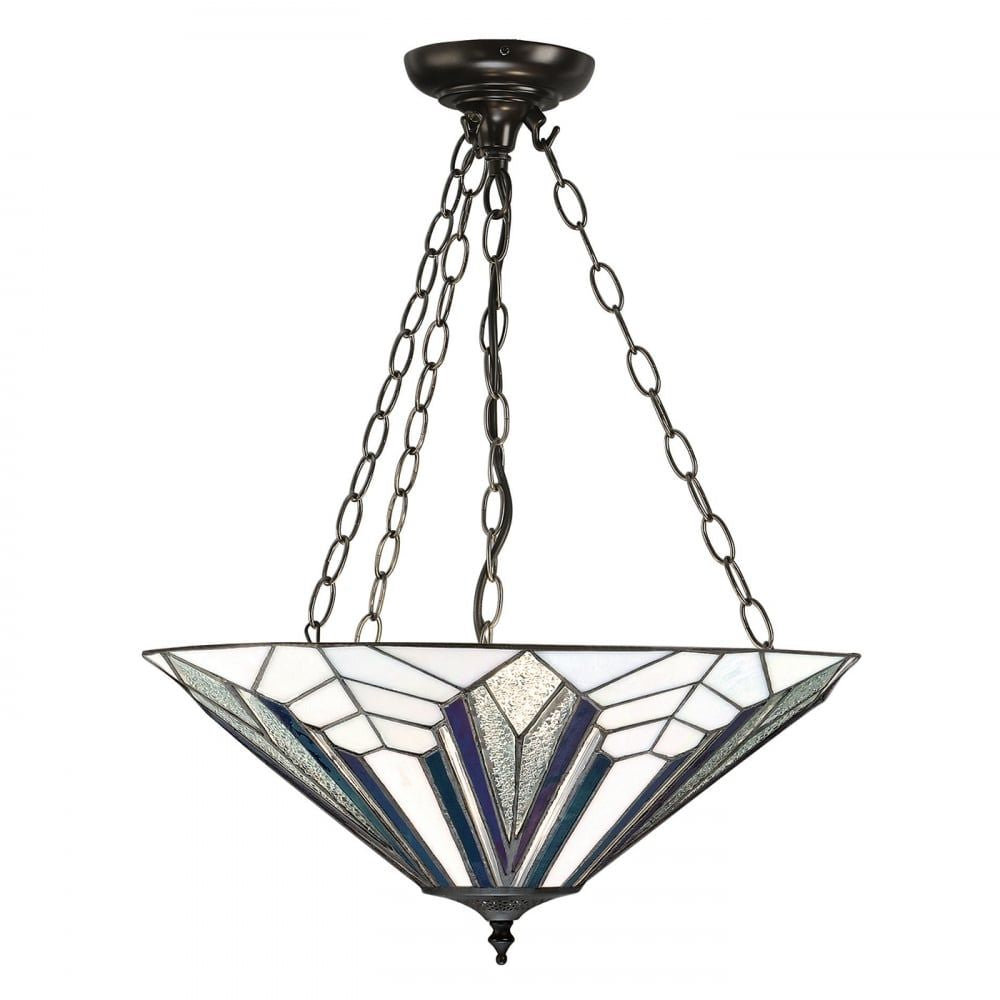 Interiors 1900 63936 Astoria Tiffany Large Inverted 3 Light Pendant