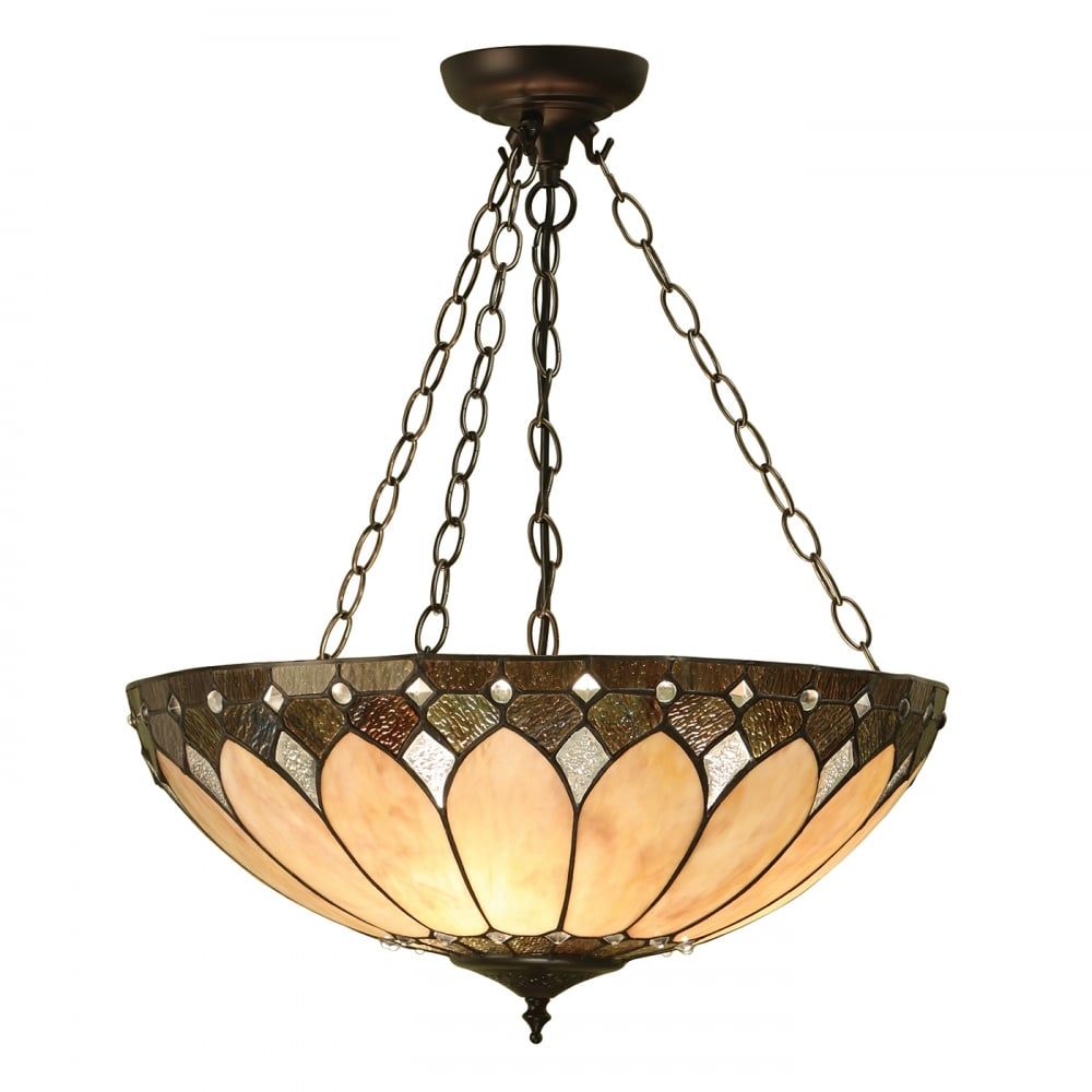 Interiors 1900 63976 Brooklyn Tiffany Large Inverted 3 Light Pendant