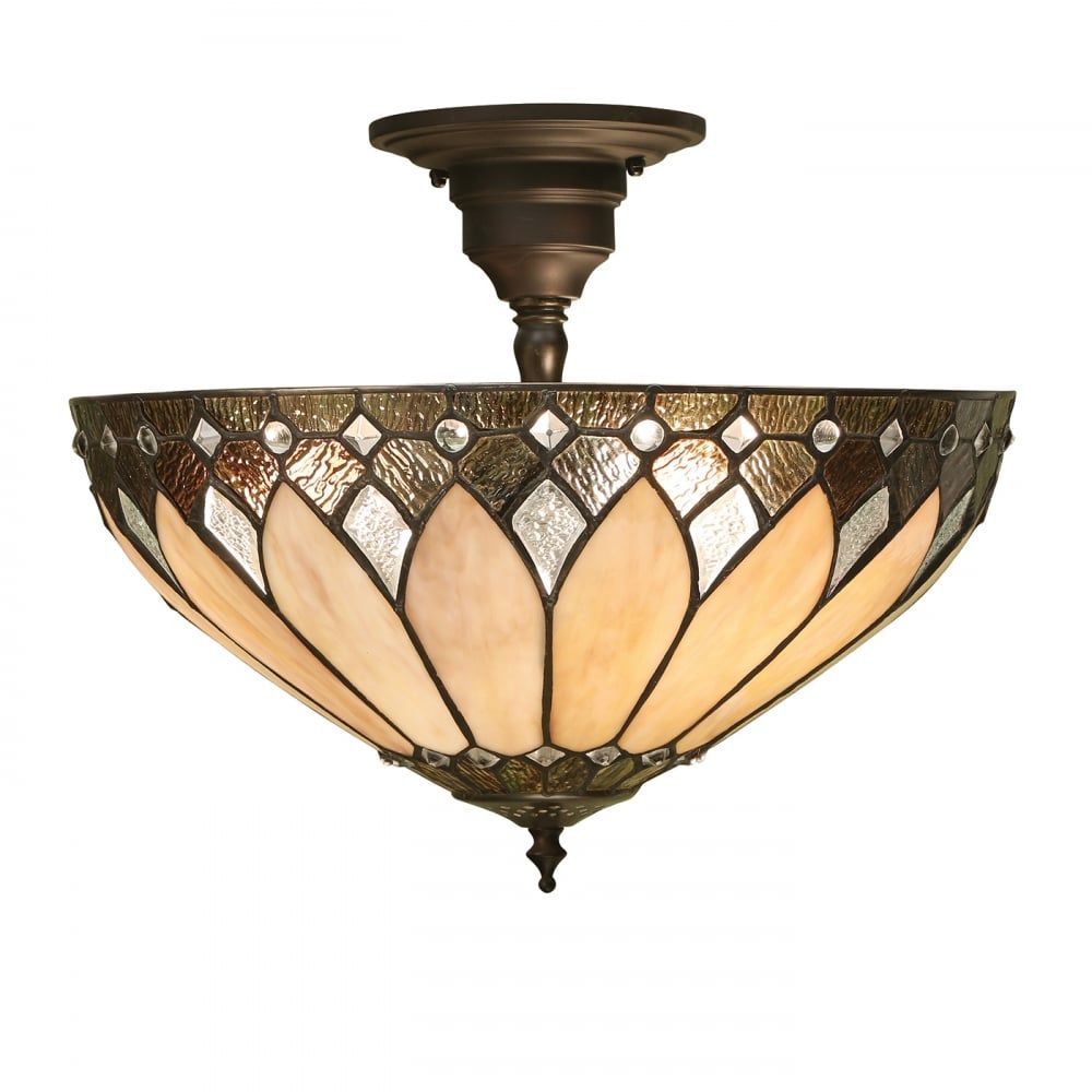 Interiors 1900 63978 Brooklyn Tiffany Medium 3 Light Semi Flush