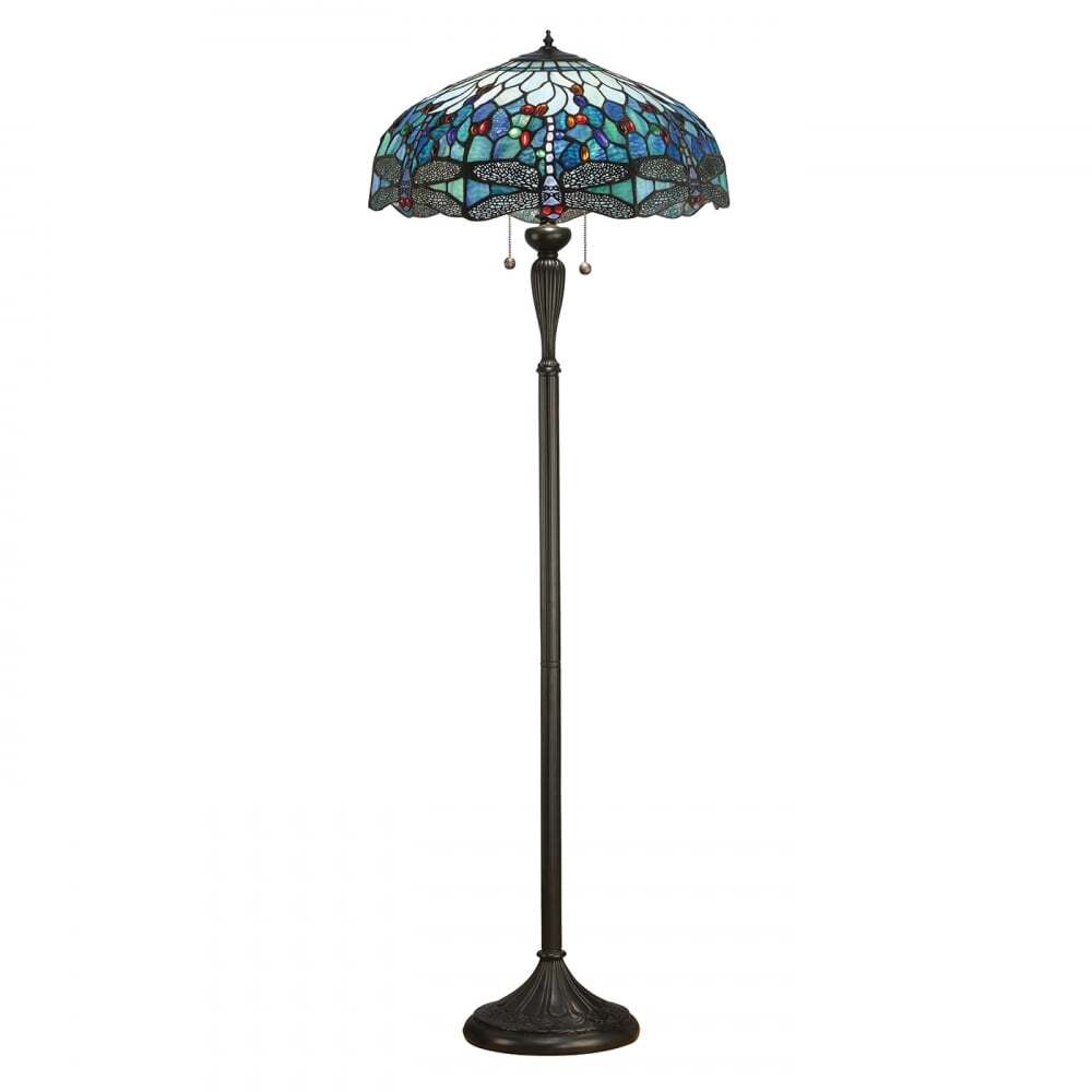Interiors 1900 64069 Dragonfly Blue Tiffany Floor Lamp