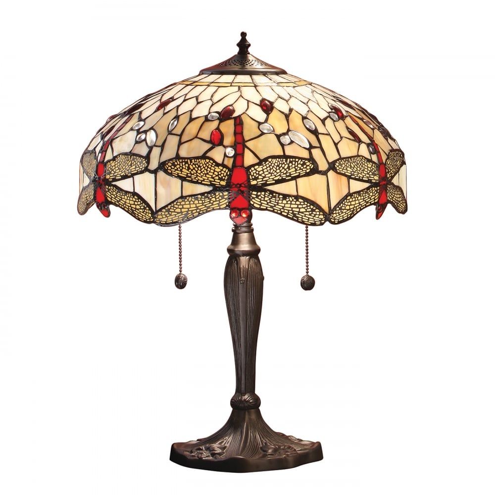 Interiors 1900 64085 Dragonfly Beige Tiffany Medium Table Lamp