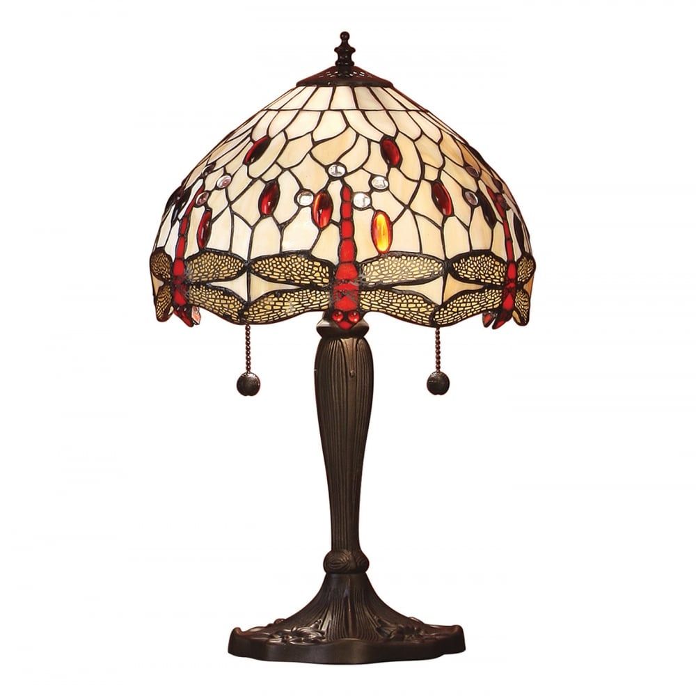 Interiors 1900 64086 Dragonfly Beige Tiffany Small Table Lamp