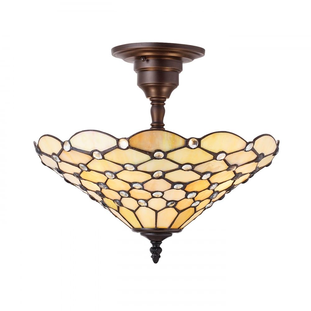 Interiors 1900 64300 Pearl Tiffany Medium 3 Light Semi Flush
