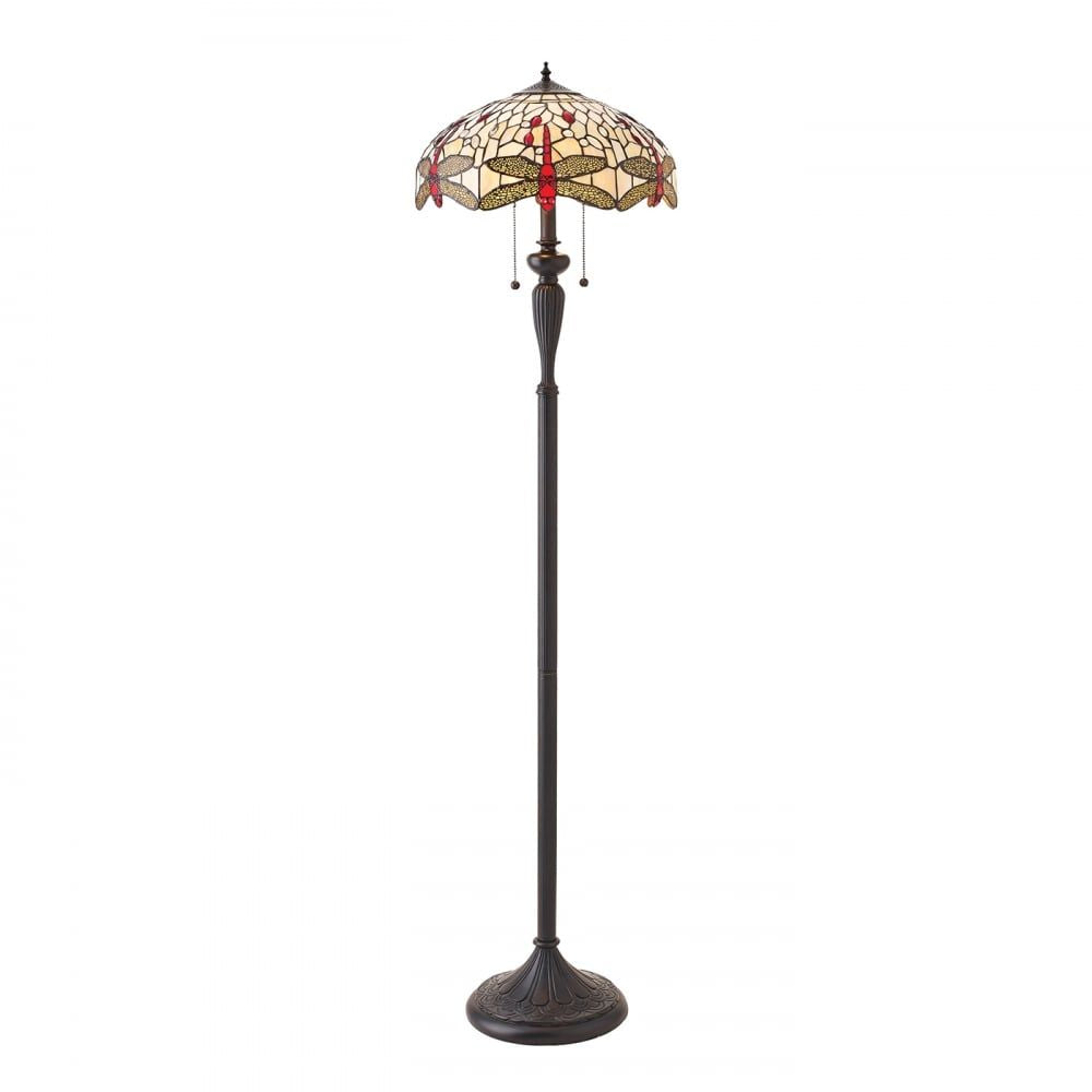 Interiors 1900 70940 Dragonfly Beige Tiffany Floor Lamp