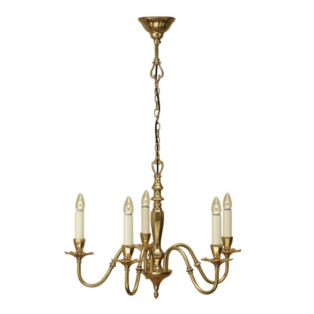 Interiors 1900 ABY1002P5 Asquith 5 Light Chandelier Solid Brass Ivory