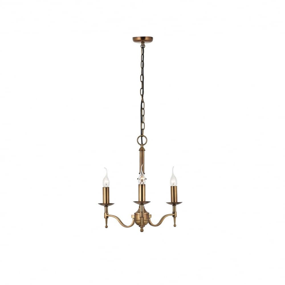 Interiors 1900 CA1P3B Stanford 3 Light Chandelier Antique Brass
