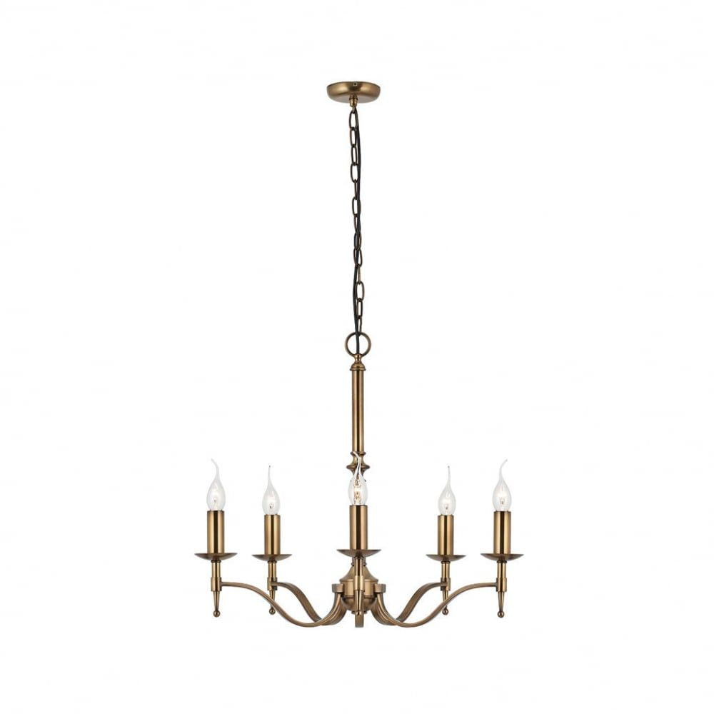 Interiors 1900 CA1P5B Stanford 5 Light Chandelier Antique Brass