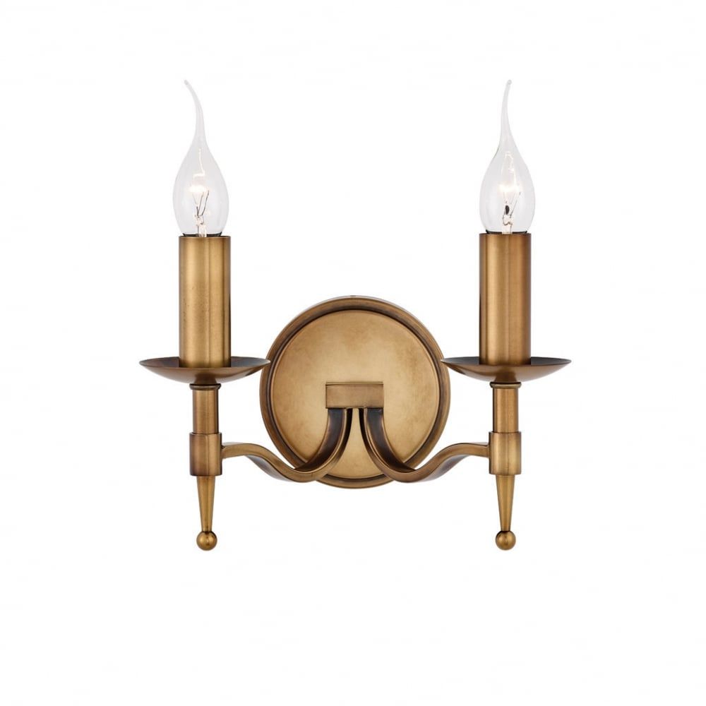 Interiors 1900 CA1W2B Stanford Twin Wall Light Antique Brass