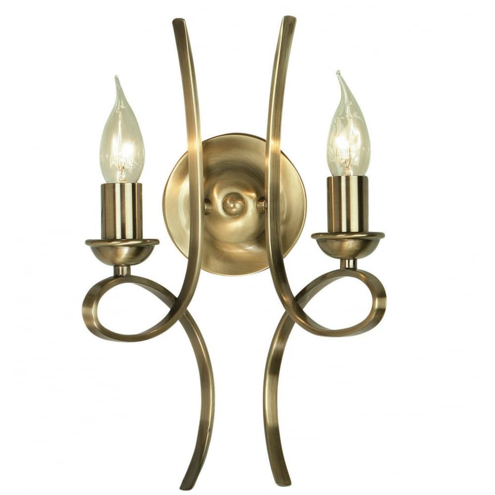 Interiors 1900 CA7W2BB Penn Twin Wall Light Brushed Brass