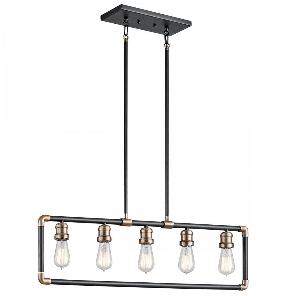 Kichler KL/IMAHN/ISLE Imahn 5 Light Linear Chandelier Black And Natural Brass