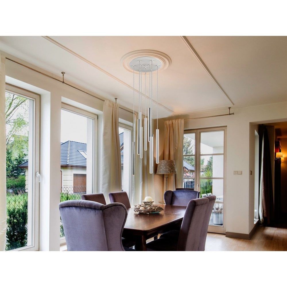 Schuller 373261 Varas LED 9 Light Pendant Light Chrome White