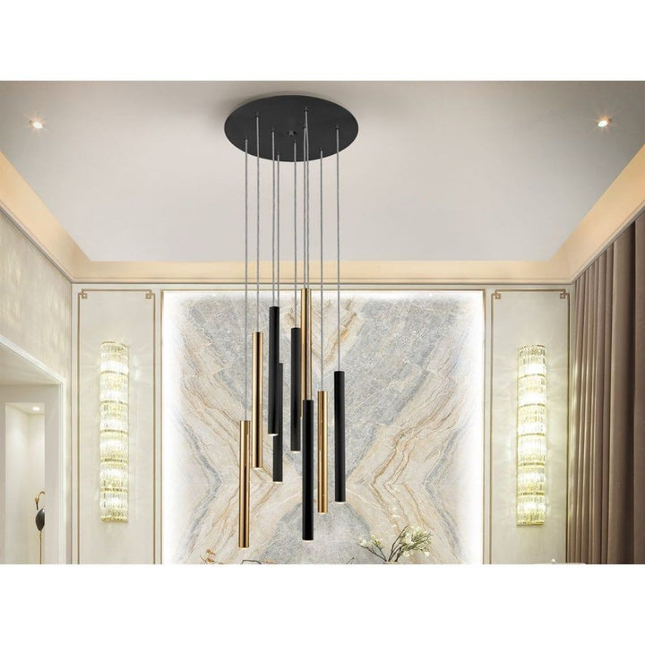 Schuller 373272 Varas LED 9 Light Pendant Light Gold Black