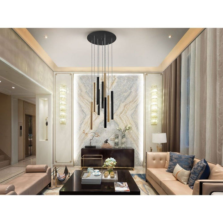 Schuller 373272 Varas LED 9 Light Pendant Light Gold Black