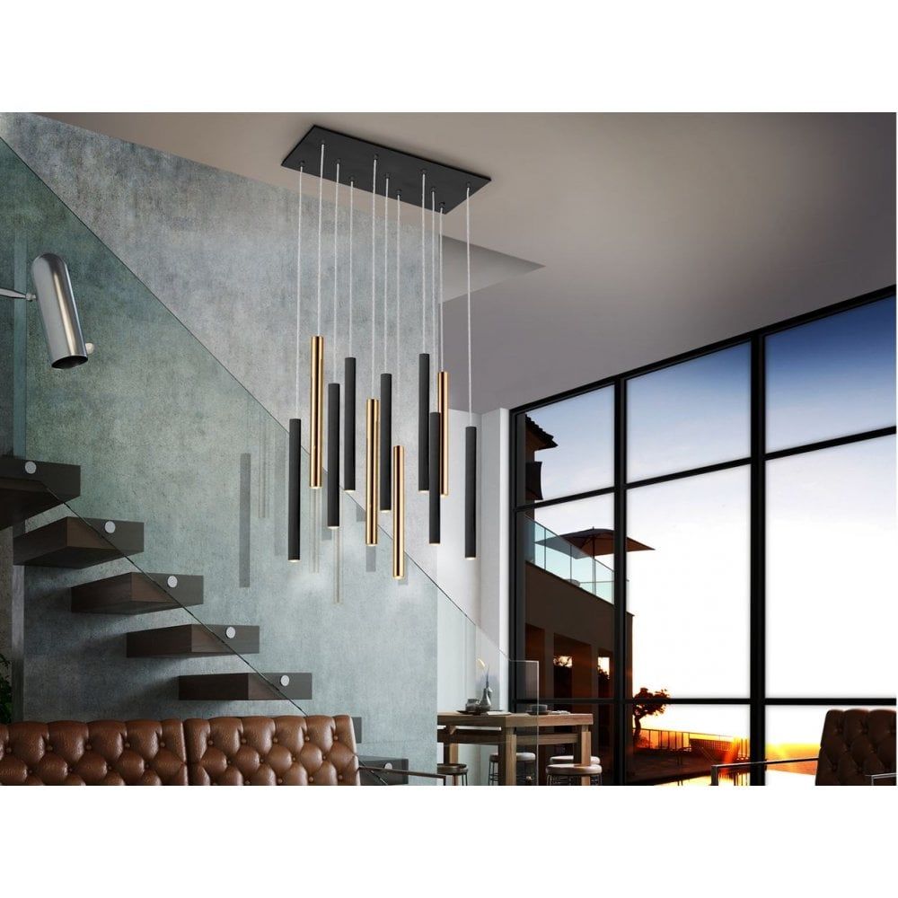 Schuller 373357 Varas LED 11 Light Pendant Light Gold Black