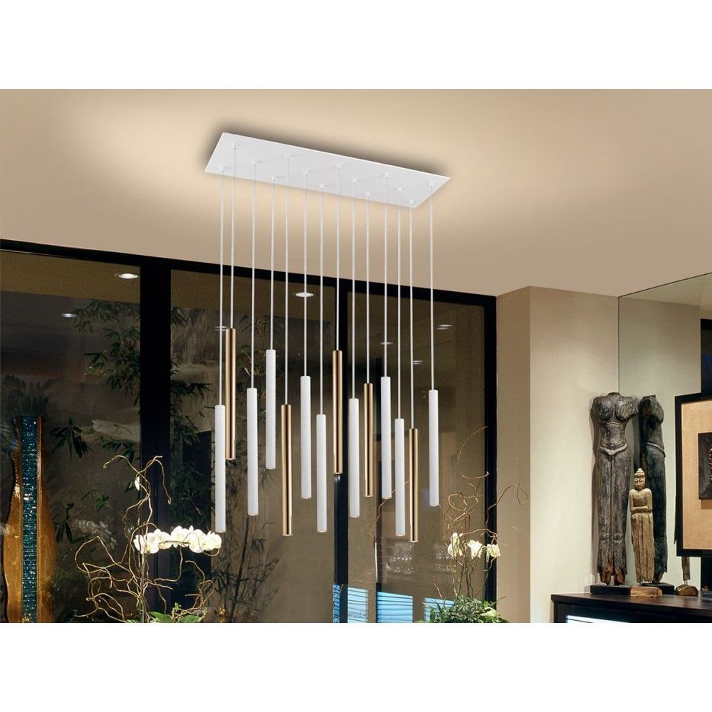 Schuller 373437 Varas LED 14 Light Pendant Light Gold White