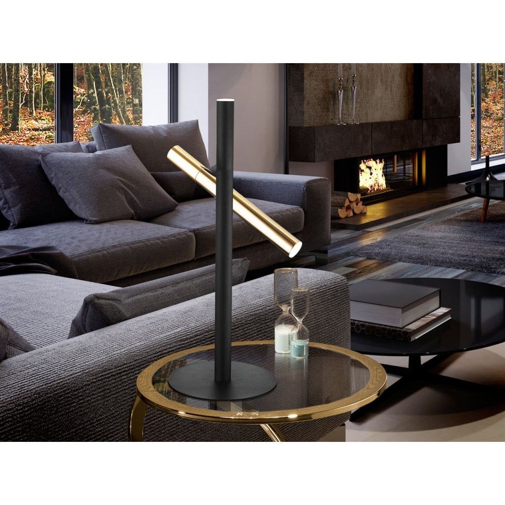 Schuller 373579UK Varas LED 2 Light Table Lamp Gold Black