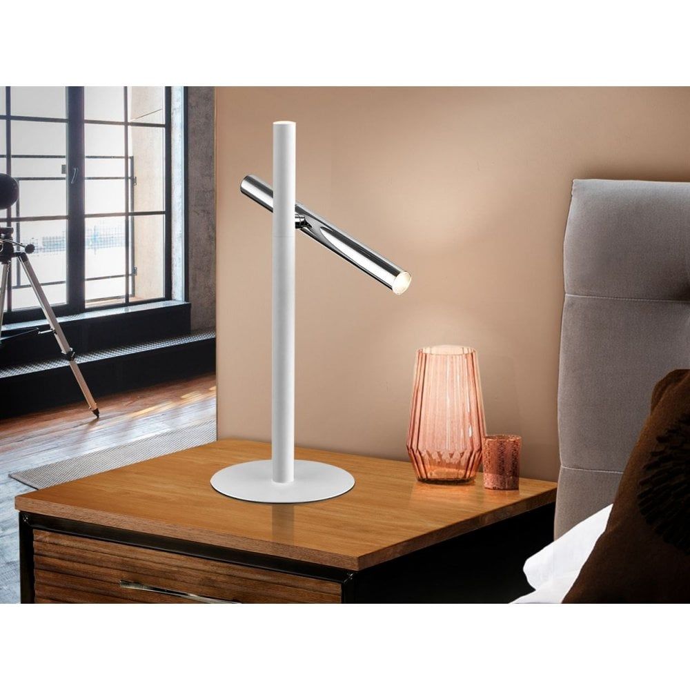 Schuller 373581UK Varas LED 2 Light Table Lamp Chrome White