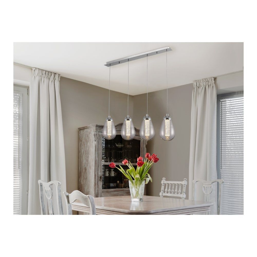 Schuller 394460 Taccia 4 LED Light Bar Pendant Chrome Clear