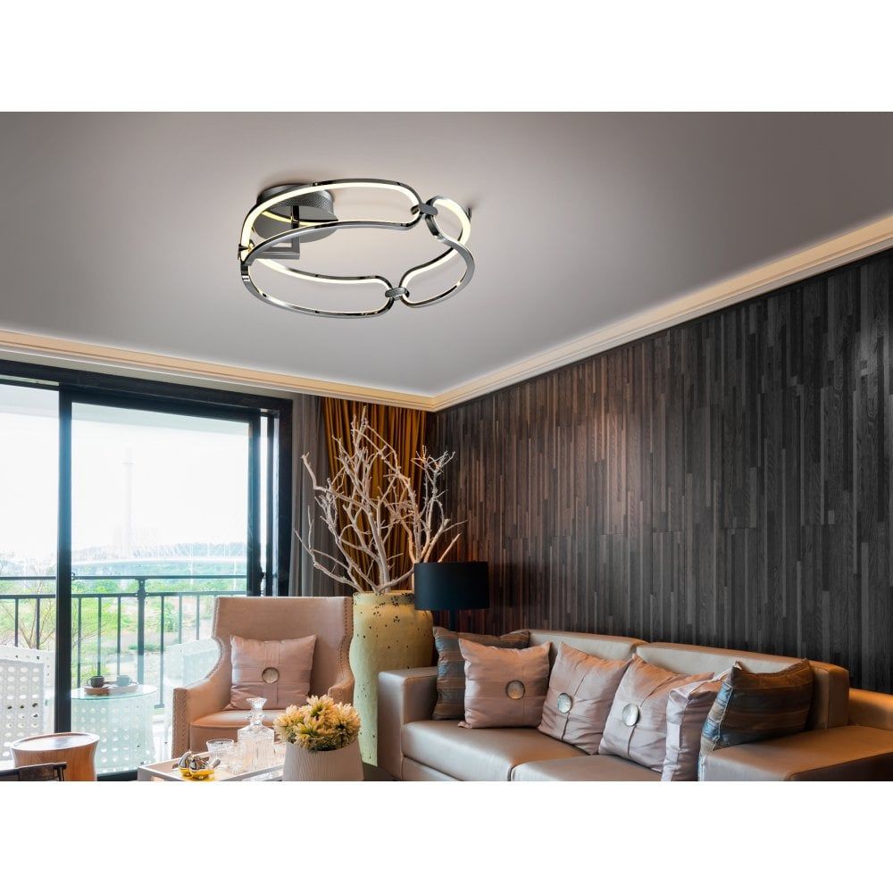 Schuller 786485 Colette LED Flush Ceiling Light Chrome Opal